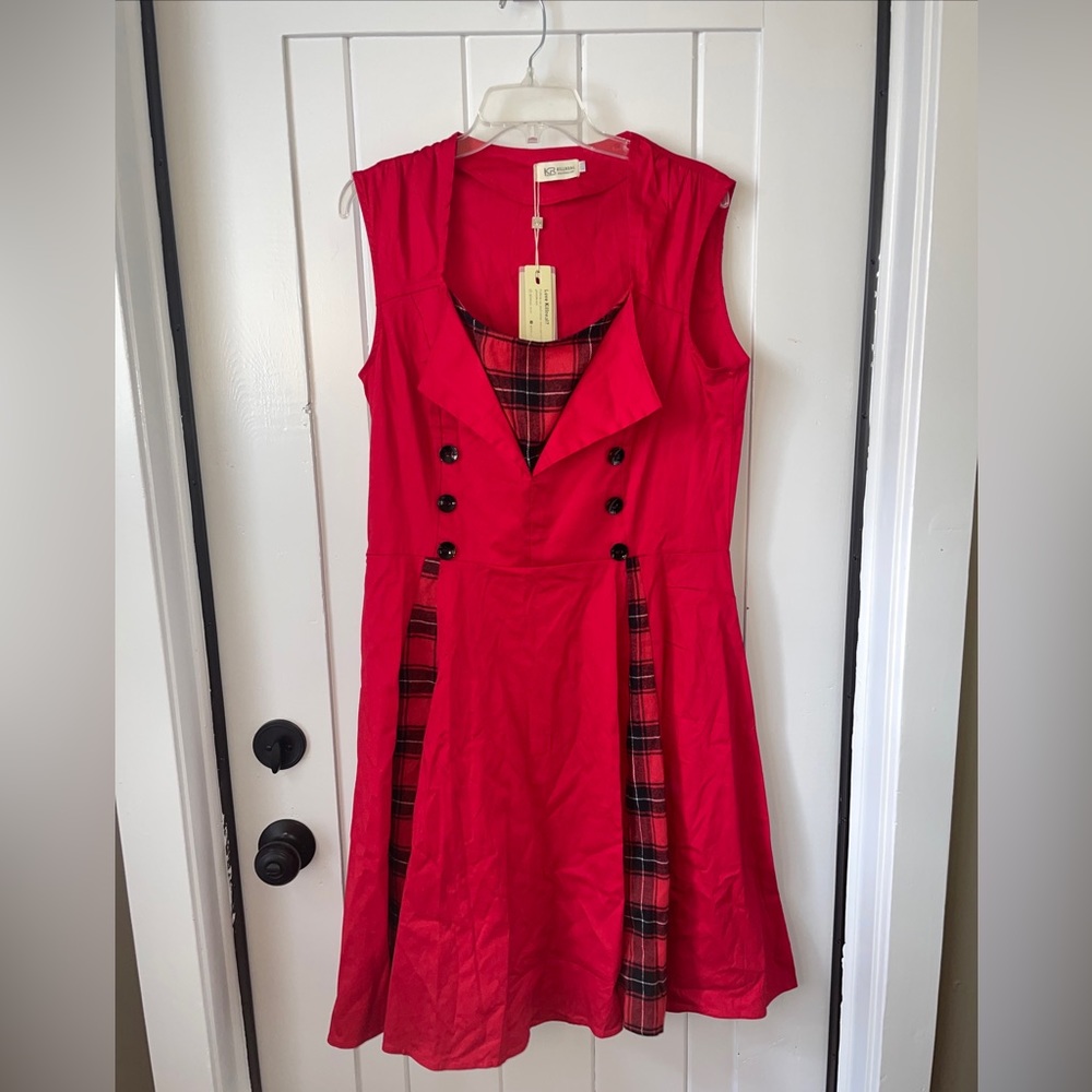 KILLREAL Women's Plaid Retro Vintage Style Cocktail Party Swing Dress